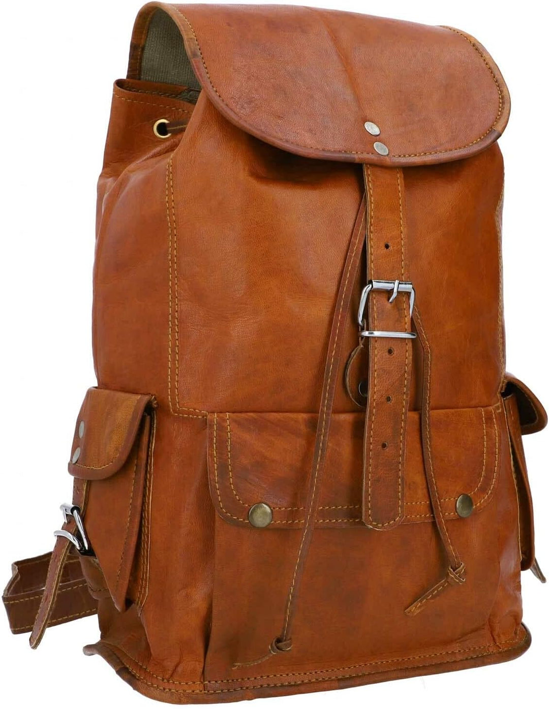 Rucksack aus Leder Gusti Leder ''Bobbie 15 Schultertasche Unisex M5b, Mittelbraun, 13 Zoll