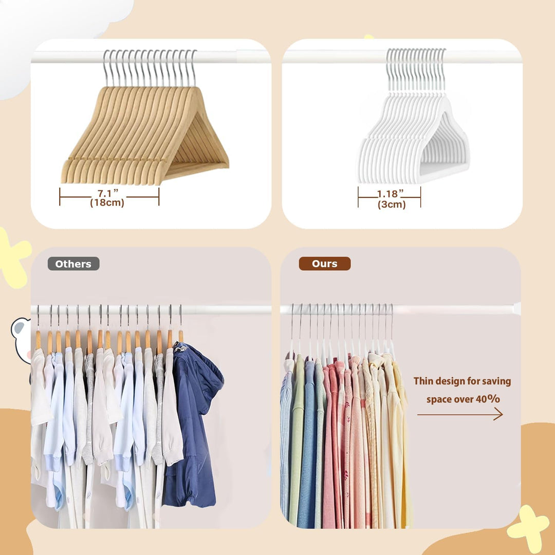 Wellong Kinderkleiderbügel, 28 cm Baby-Samtbügel mit 360°-Drehhaken, rutschfeste Kleiderbügel Samt,