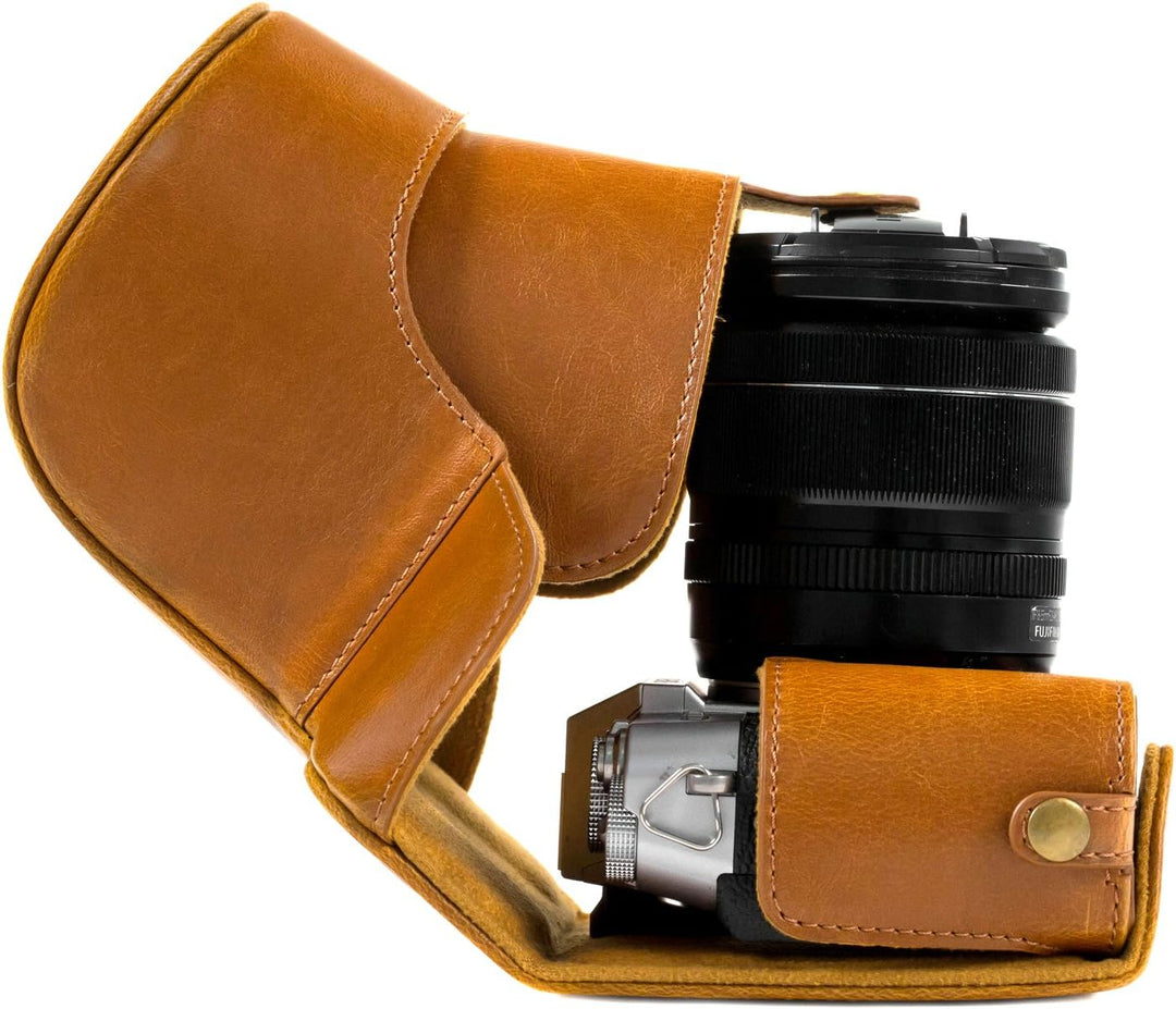 MegaGear MG578 Ever Ready Leder Kameratasche mit Trageriemen kompatibel mit Fujifilm X-T30, X-T20 (1