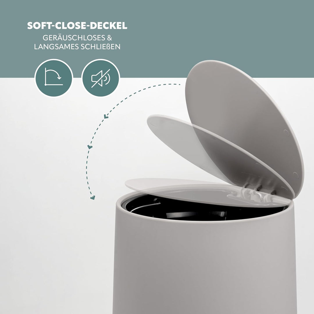 eluno Kosmetikeimer TESERO mit Soft-Touch Oberfläche, Treteimer 4 Liter Fassungsvermögen, mit Soft-C
