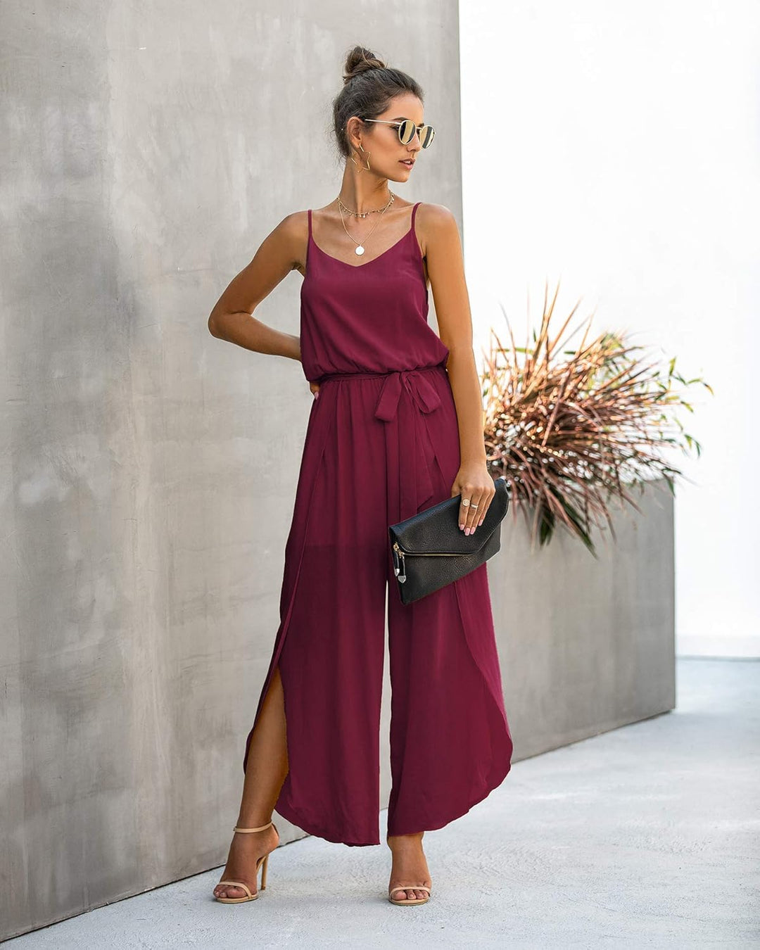 ASOMI Jumpsuit Damen Sommer Lang: Sexy Cocktail Elegant Mode Gürtel Overall Hochzeit Hawaii Urlaub S