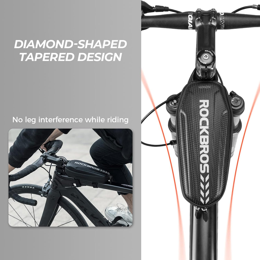 ROCKBROS Fahrrad Rahmentasche Wasserdicht Oberrohrtasche für MTB Rennrad Faltrad Schwarz L 1,5L / M