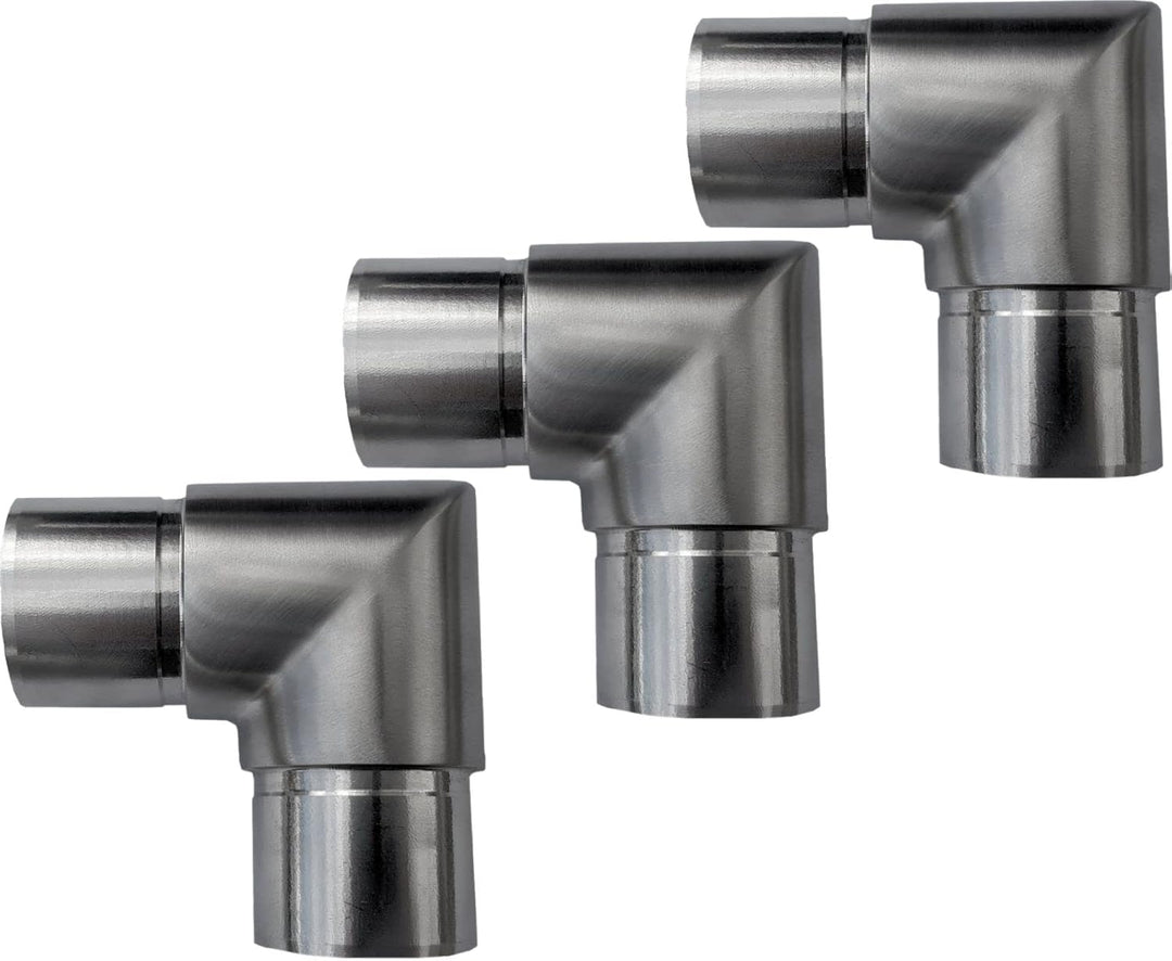 3 x Handlauf Rohrbogen 90° für Rohrdurchmesser 33,7 mm Edelstahl Eckbogen Geländer Steckfitting Ecks