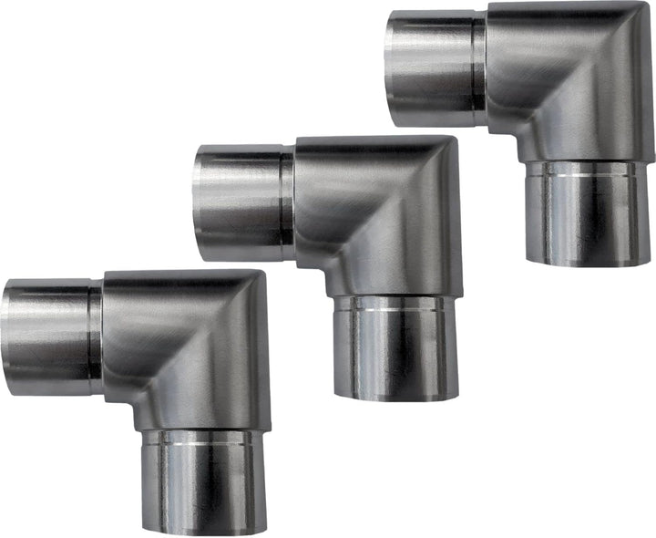 3 x Handlauf Rohrbogen 90° für Rohrdurchmesser 33,7 mm Edelstahl Eckbogen Geländer Steckfitting Ecks