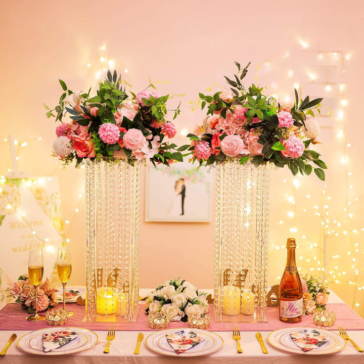 Nuptio 2 Stück Hochzeit Mittelstücke für Tischvasen 60cm Hohe Blumenvase Blumenständer für Partytisc