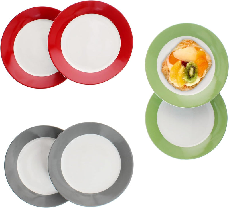 MamboCat 6er Set Variant Trio Kuchenteller I farbige Porzellan-Frühstücksteller für 6 Personen in Gr