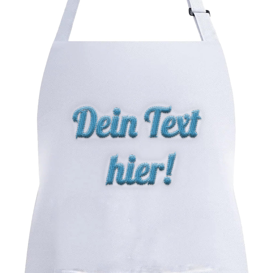 Personalisierte Schürze Bestickt Weiss - 100% Baumwolle - Schürze für Männer & Frauen, verstellbar m