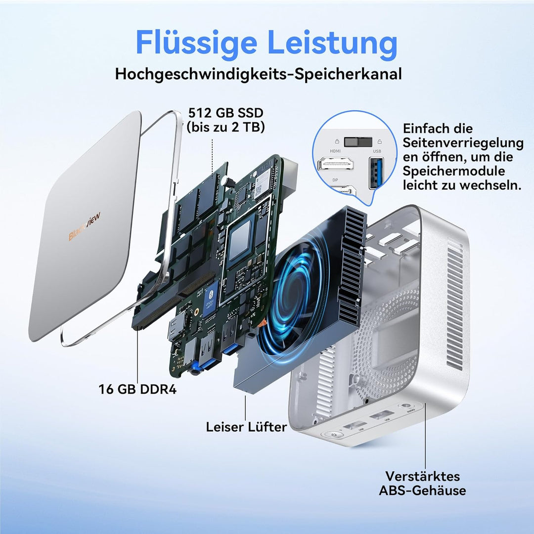 Blackview MP50 Mini PC mit Tastatur und Maus, Leistungsstarker Business Computing, Ultra 4K Grafik,