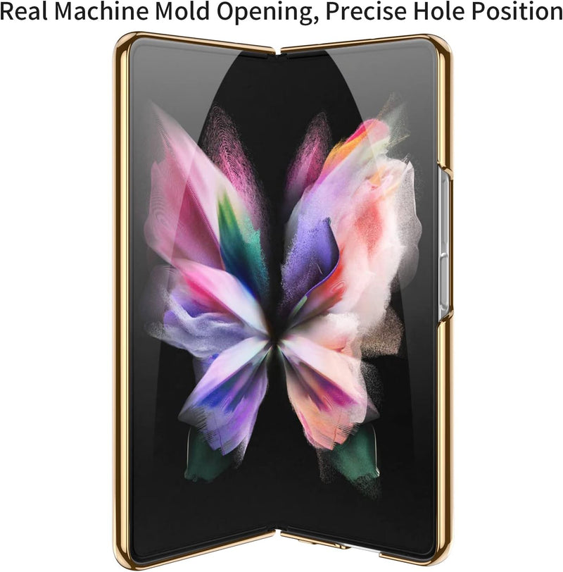 COQUE Galaxy Z Fold 4 5G Hülle,ultradünnes 9H Glas glänzend lackierte Handyhülle,Faltbare Handyhülle