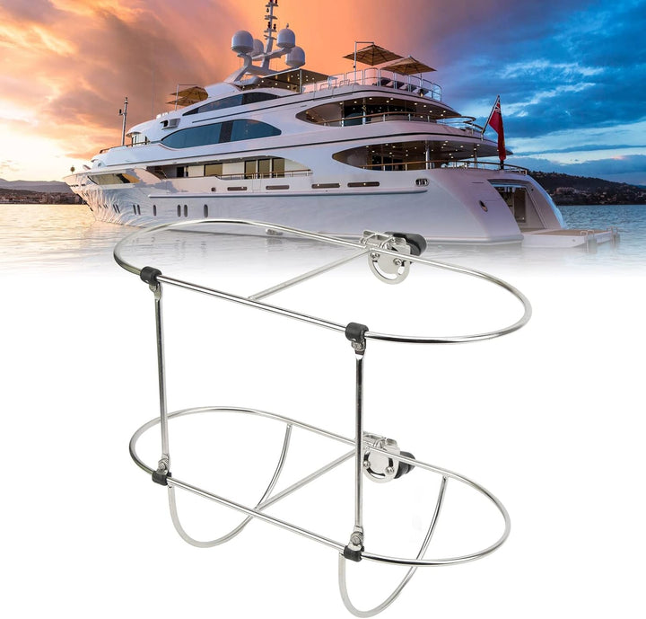 FOLOSAFENAR Boots-Fender-Rack, 2-Korb-Marine-Fender-Halter, klappbar, rostfrei, für 7-Zoll-Yacht-Fen