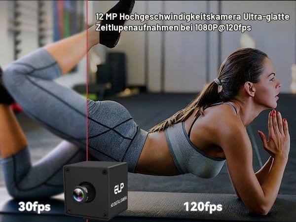 ELP 12MP USB Kamera 1080p@120fps Hochgeschwindigkeits-Webcam für industrielle Sicherheit mit 4K-Aufl