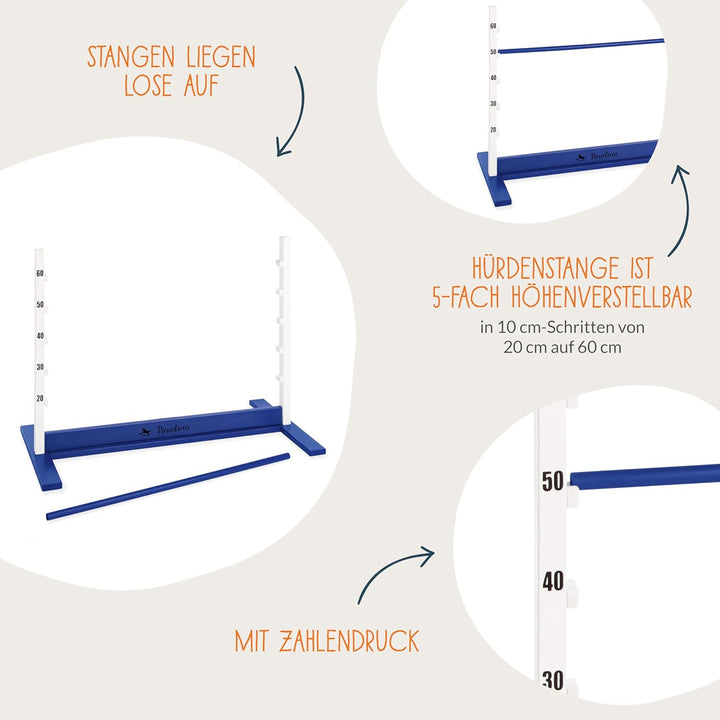 PINOLINO Hindernishürde Hoppe, Weiss/Blau, 1 Stück, Koordinationstraining – Ideal für Steckenpferd-R