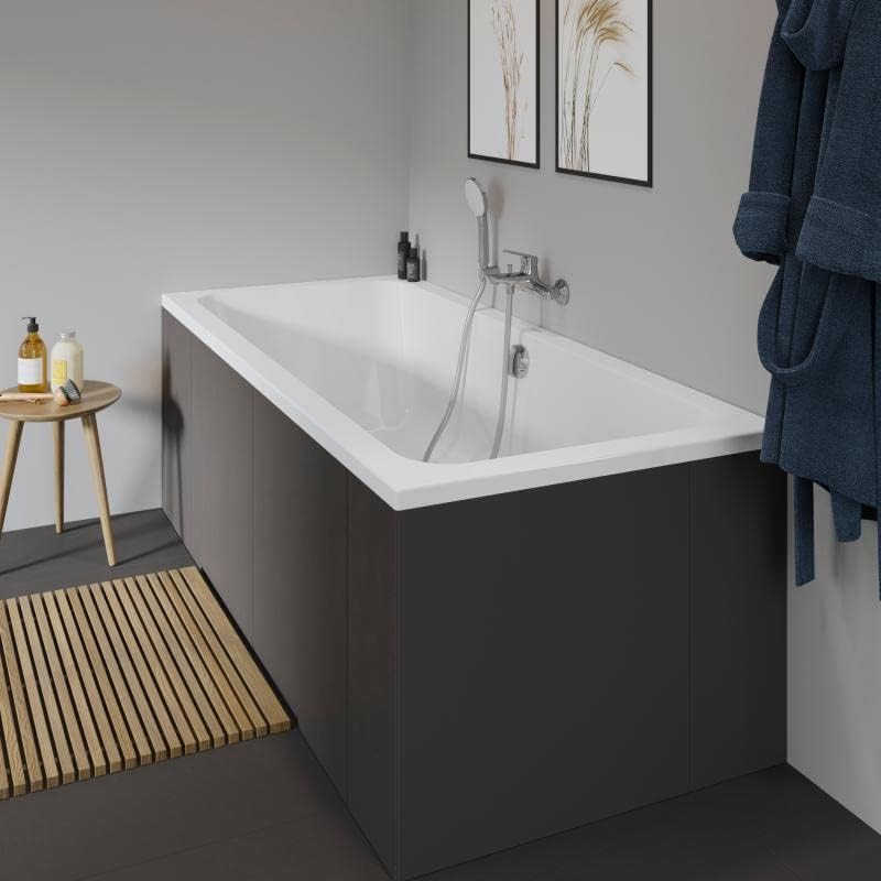 VBChome Badewanne 180x80 cm Duravit Acryl SET – Rechteckige Design-Badewanne inkl. Styroporträger, S