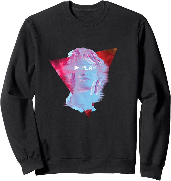 Glitch Greek Statue Play Retrowave Synthwave Vaporwave Sweatshirt