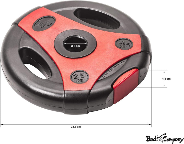 Bad Company K-Grip Hantelscheiben mit Griffen I Kunststoff ummantelte Gewichte 30/31 mm Paarweise (2