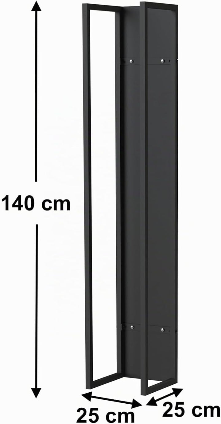 DanDiBo Kaminholzregal Innen Metall Schwarz Kaminholzständer mit Rückwand an der Wand Hängend Holzko