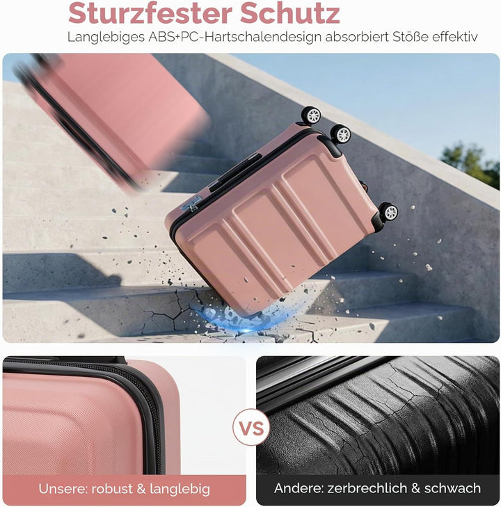 KONO Koffer & Trolleys Mittelgross 24 Zoll Leicht ABS+PC Hartschalenkoffer mit TSA-Schloss Reisekoff