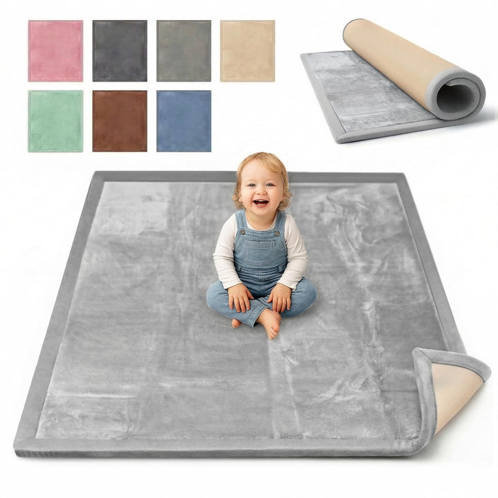 BabybeFun Krabbelmatte Baby - kuschelig weich - 3cm Dicke Spielmatte - schützt vor Stössen - Teppich