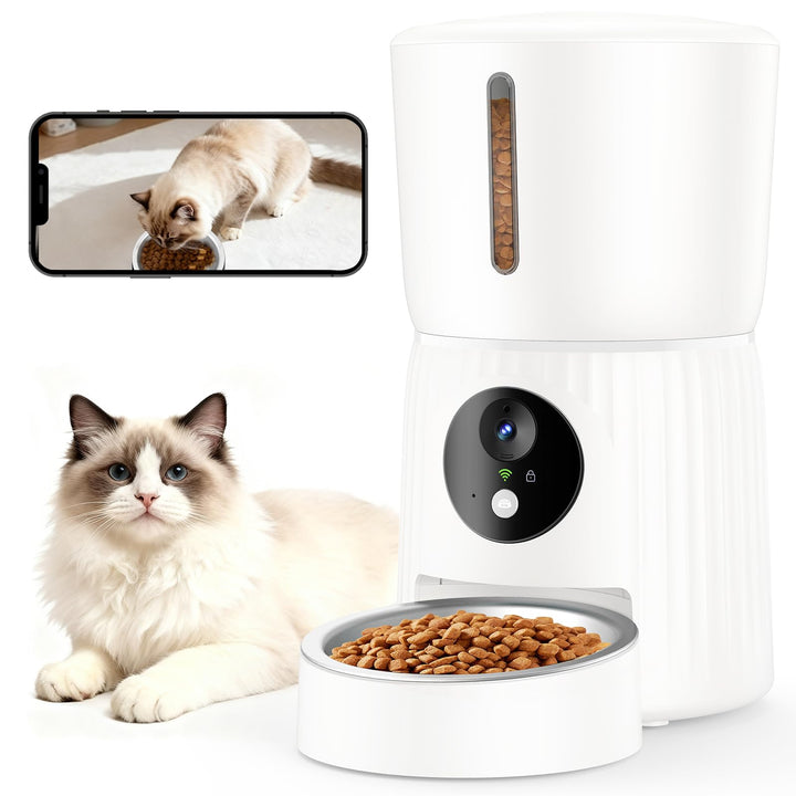 Faroro Futterautomat Katze mit WiFi, 1080P HD Video Katzenfutter Automat mit Nachtsicht, 4L Futtersp