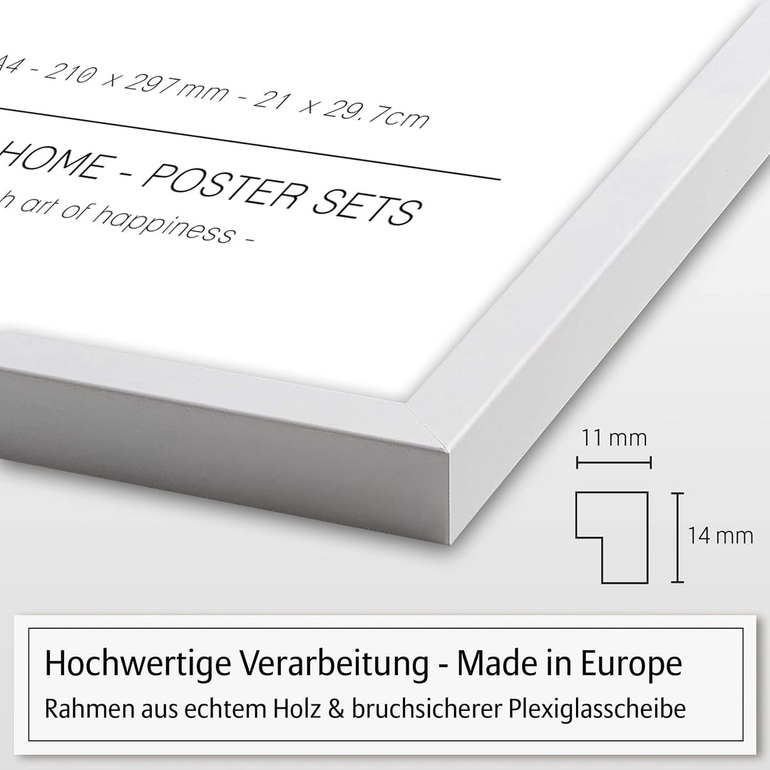 Hyggelig Home Premium Poster Set - 7 harmonische Bilder Palme schwarz weiss - Set Palmenblatt- mit R