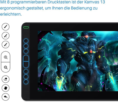 HUION Kamvas 13 Grafik-Zeichentablett-Monitor,13,3-Zoll-Unterstützung für Stiftanzeigen Voll ausgest