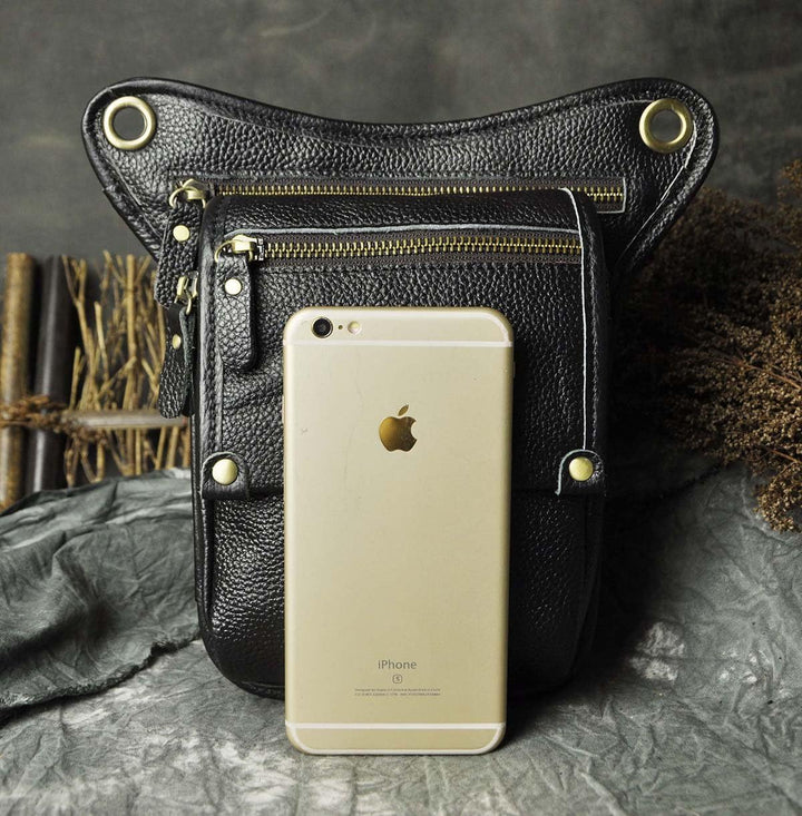 Le'aokuu Herren Echtes Leder Tasche Beinbeutel Beintasche Aussenbeintasche Beinbeuteltasche Reisen H