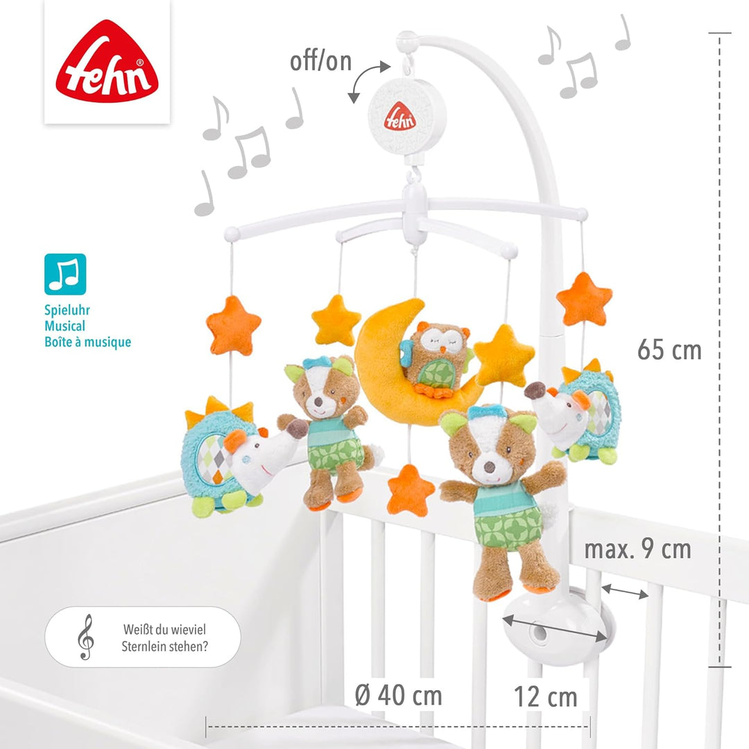 Fehn Musik Mobile Forest - Baby Einschlafhilfe Musikspielzeug mit Waldtieren - Spieluhr Melodie "Wei