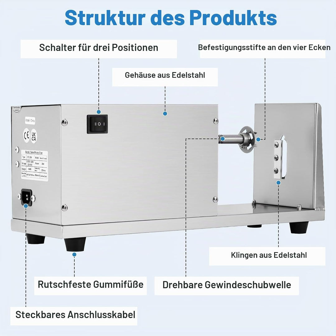 MXBAOHENG Elektrischer Tornado Kartoffelschneider Automatischer Tornado Hausgemachte Elektrischer Sp