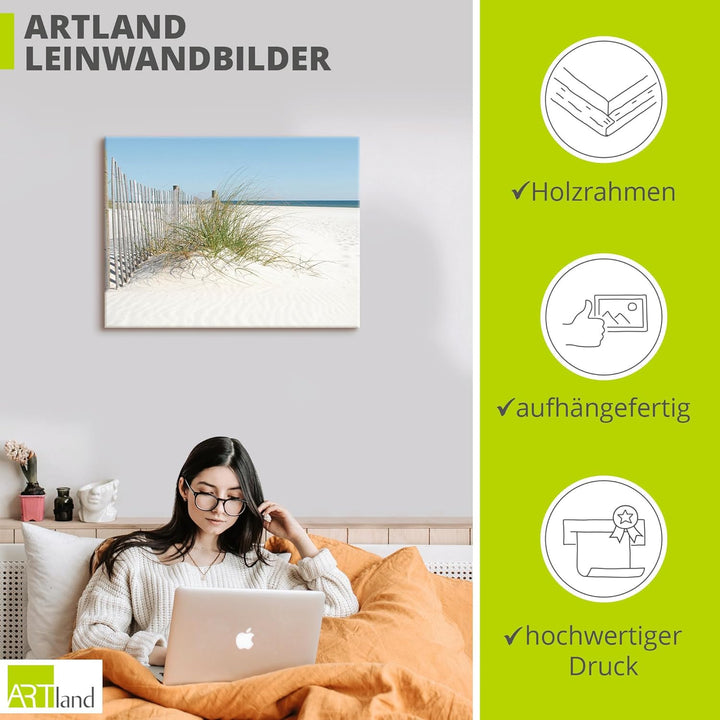 ARTland Leinwandbilder Wandbild Bild auf Leinwand 60x45 cm Landschaften Strand T5MA Düne und Gräser