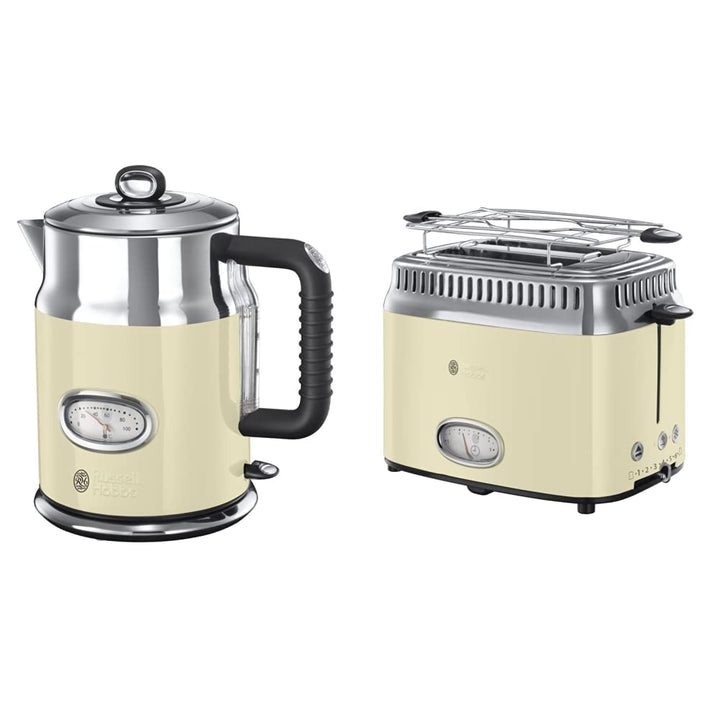 Russell Hobbs Retro Vintage Cream Wasserkocher + Toaster Wasserkocher + Toaster Set, Wasserkocher +