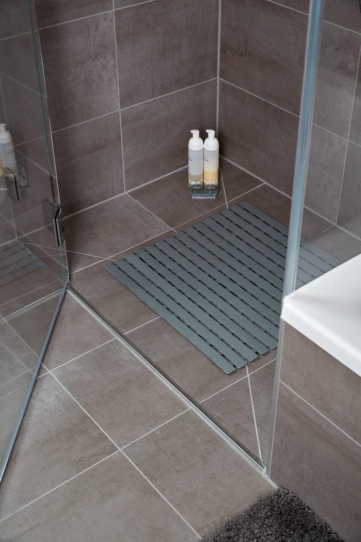 WENKO Duscheinlage Mod. Arinos Grau, Antirutsch-Duschmatte mit Saugnäpfen, 54 x 54 cm, Oberfläche mi