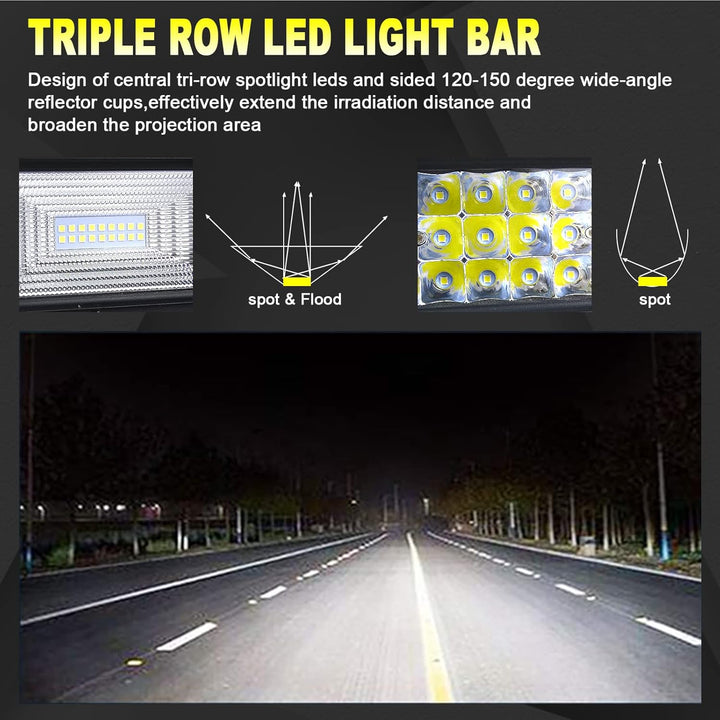 Willpower LED Arbeitsscheinwerfer Bar 22 Zoll 270W Zusatzscheinwerfer 12V Triple Reihe Gebogen IP67