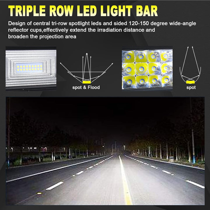 Willpower 50 Zoll 127CM 648W Led Arbeitsscheinwerfer Bar Gebogen + 2pcs 4 Zoll Led Scheinwerfer + Ka