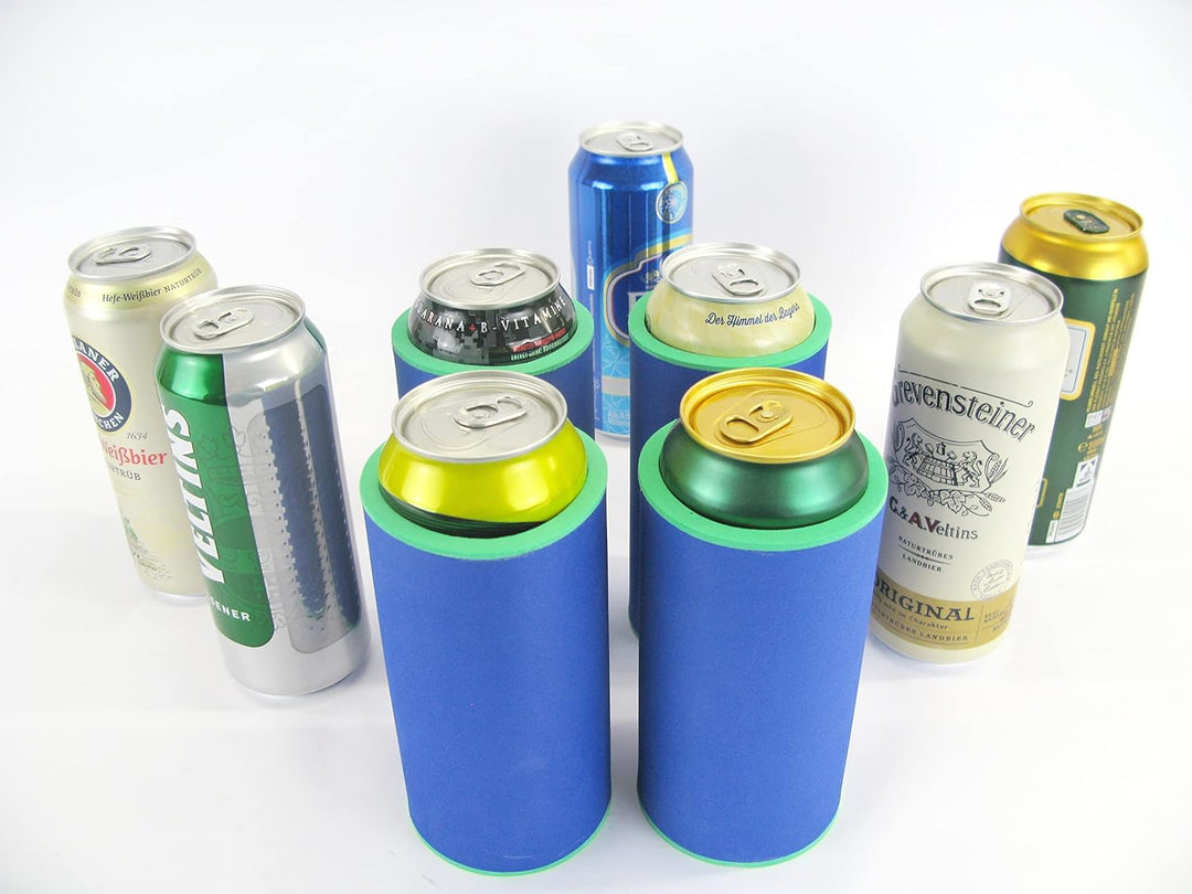 4er Set Blaue Getränkekühler 0,5l Dose - Bierkühler - Neoprenkühler - passgenau ~Dosenkühler~ für al