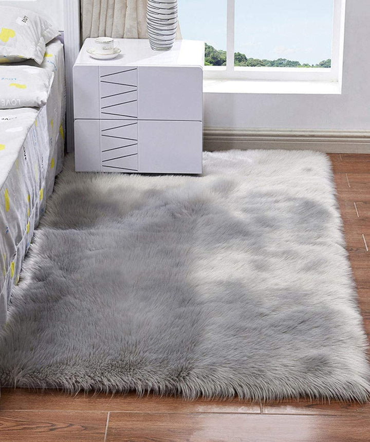 HARESLE Longhair Fell Teppich Waschbar Teppich,Soft Area Rug Schlafzimmer Kunstfell Shaggy Teppich(G