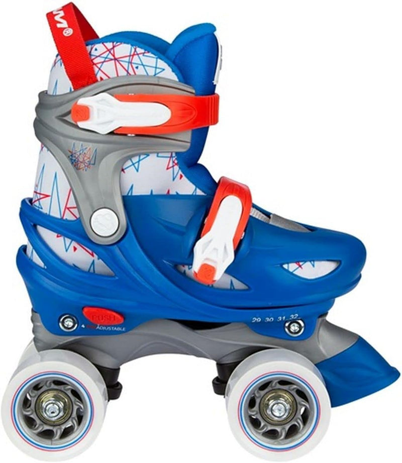 Nijdam Unisex-Youth Geo Metricker Roller Skates Adjustable 29-32 Blue/Red/White/Silver grey, 29-32 B