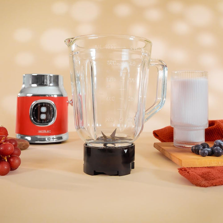 Cecotec Standmixer Retro RetroTwist Red. 800W Maximale Leistung, Pulse-Funktion, 4-Klingen-Messer mi