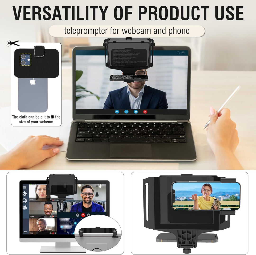 19,6 cm (7,7 Zoll) Telefon-Teleprompter-Kit, Bluetooth-Fernbedienung und gehärtetes optisches Glas f