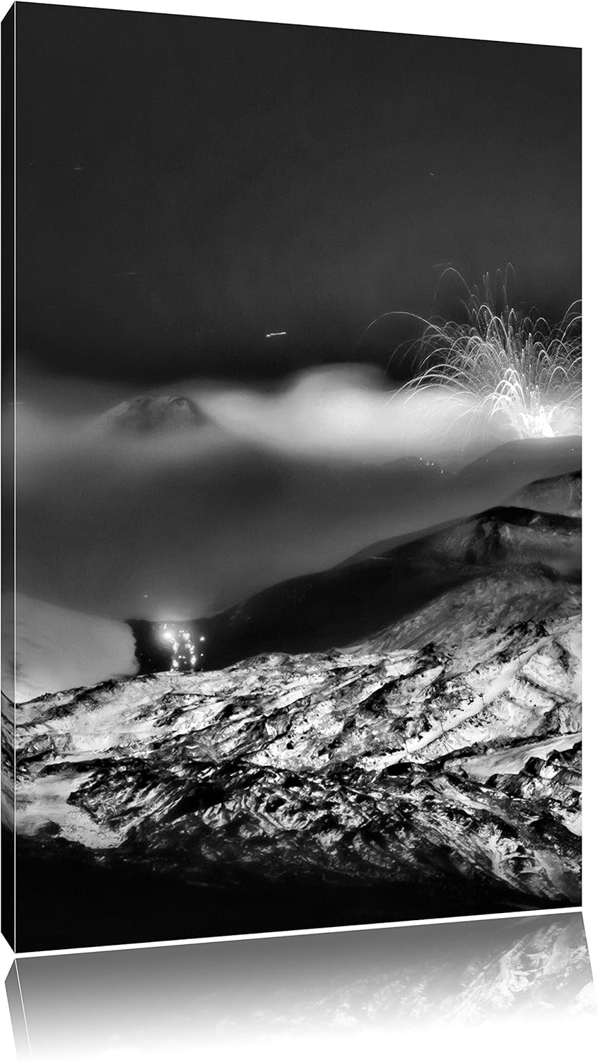 Pixxprint Monocrome, Gefährlicher Vulkanausbruch, Format: 100x70 auf Leinwand, 100x70
