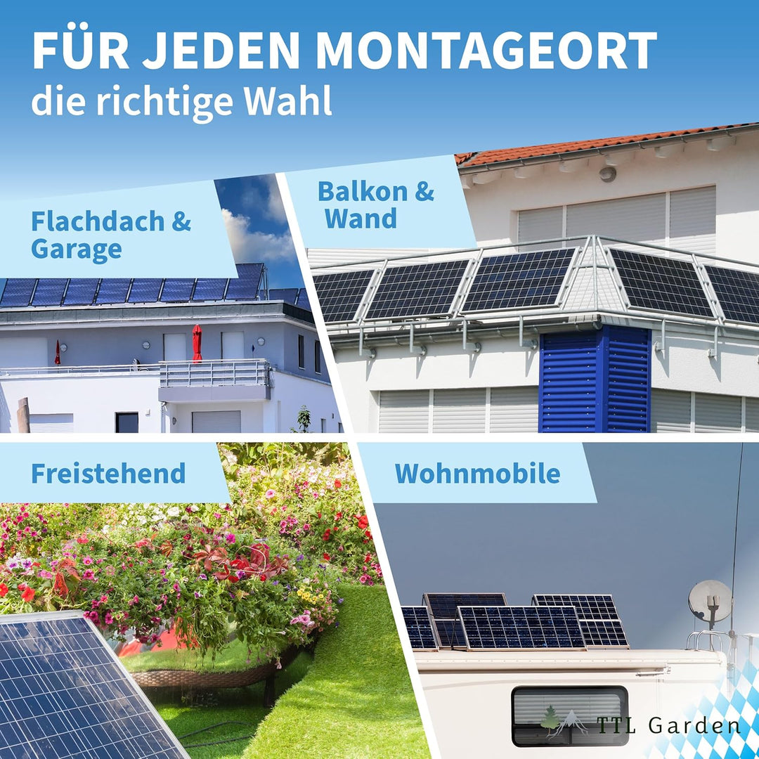 Solarmodul Halterung Alu 118 cm 46“ 2er Set 1 Paar - bis 600W - 0-90° Winkel einstellbar Montage &amp; B