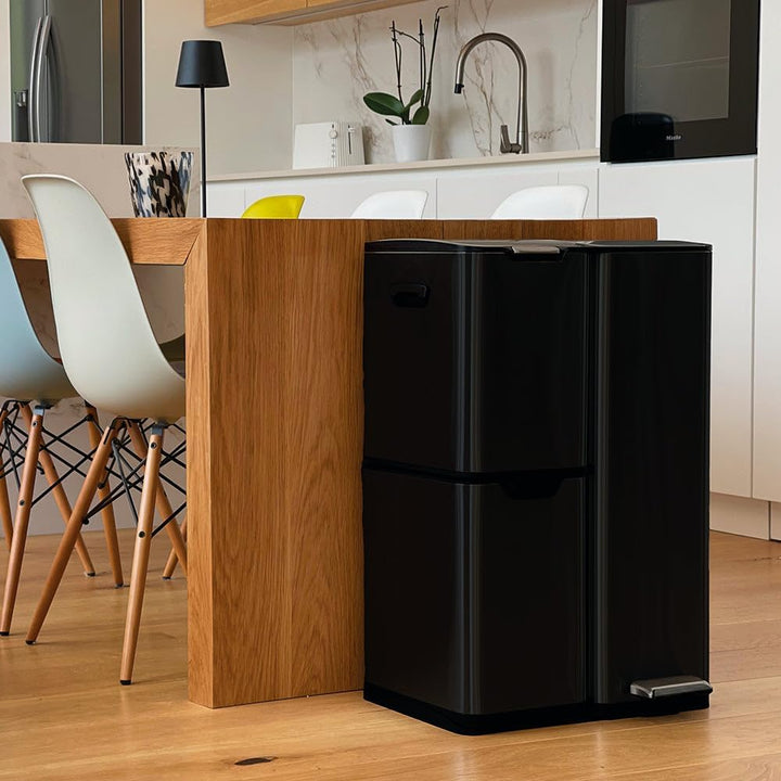 abfalleimer für die Mülltrennung 60L HAJA Schwarz Noir, Noir