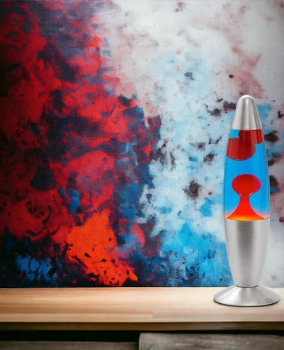 ROCKING GIFTS Desktop-Lava-Lampe, 35 cm Blau-Rot, mit Schalter, beinhaltet E14-Birne, Plasmablampen,