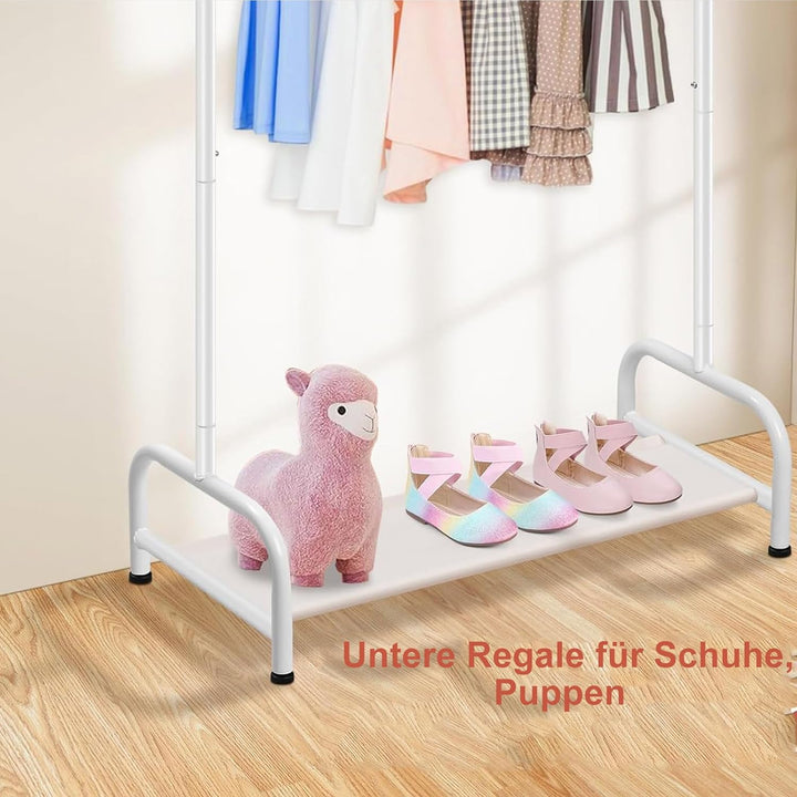 MISSLO Kleiderständer Kinder, Baby Kleine Kleiderstange Doppelt mit Schuhablage Schwerlast Metall Ga