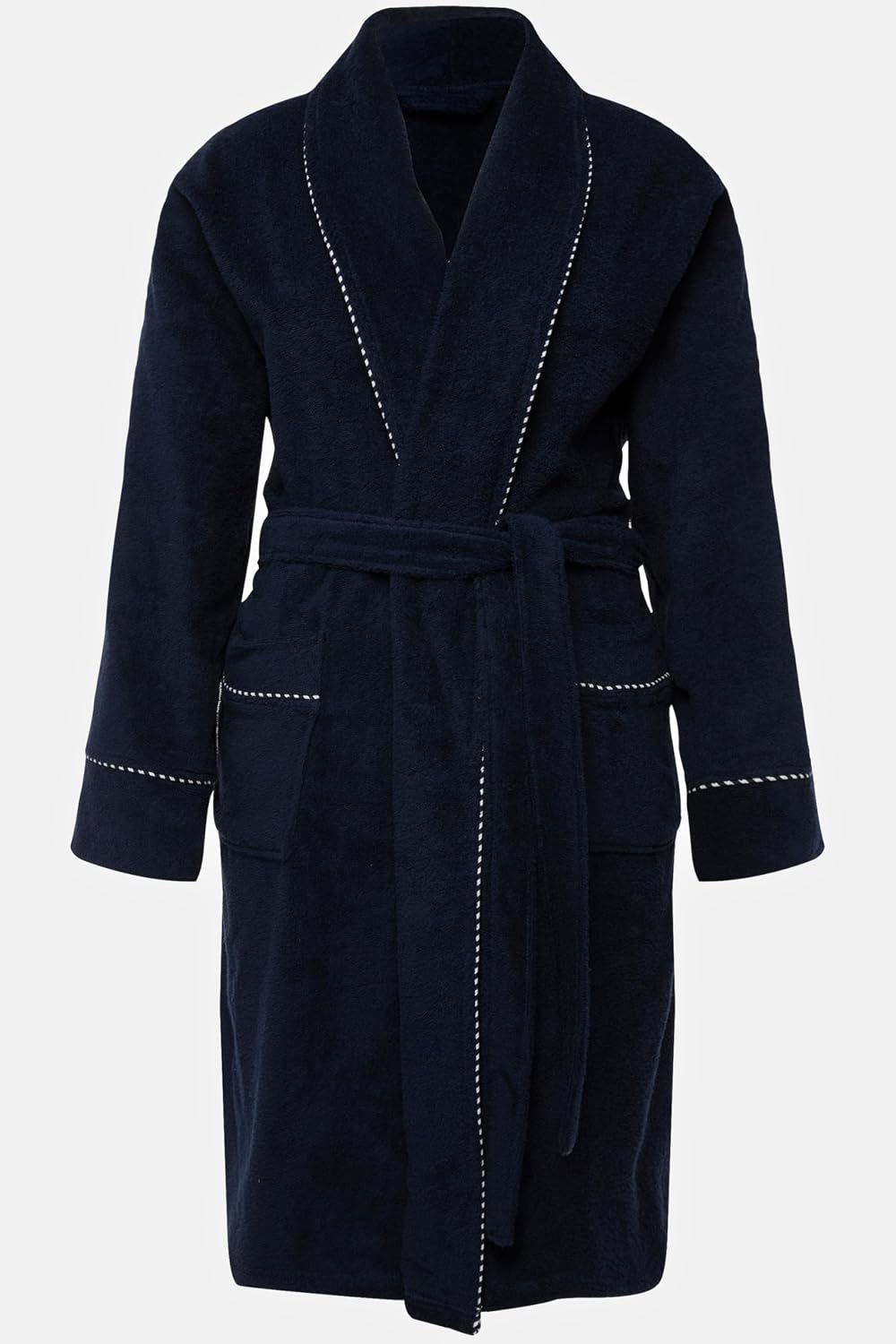 Ulla Popken Damen Bathrobe, Woven Terry Bademantel 42-44 nachtblau, 42-44 nachtblau