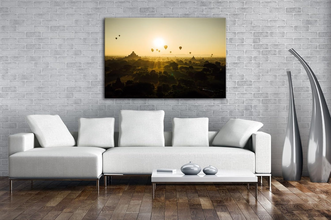 deyoli Heizluftballons fliegen über atemberaubender Landschaft Format: 100x70 als Leinwand, Motiv fe