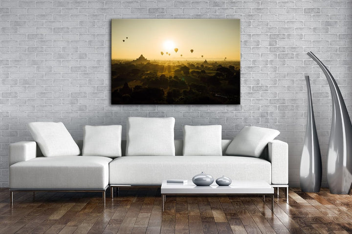 deyoli Heizluftballons fliegen über atemberaubender Landschaft Format: 100x70 als Leinwand, Motiv fe
