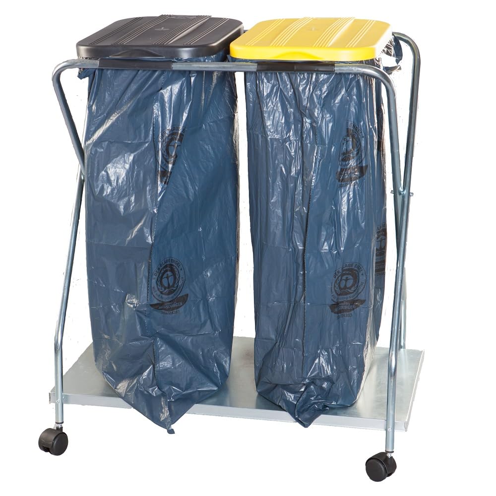BRB Müllsackständer mit Rollen, für 70-120L Säcke (schwarz/gelb, doppelt) schwarz/gelb doppelt, schw