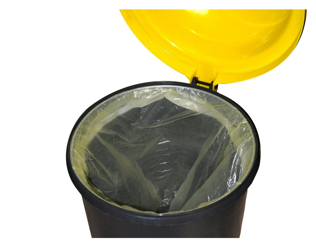 KUEFA HD-LA 60 Liter Mülleimer, Müllsackständer mit Laserbeschriftung (Gelb, Gelber Sack) und Befest