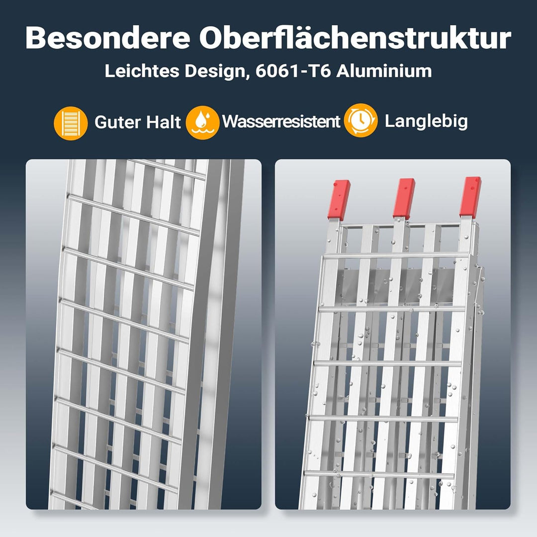 Auffahrrampe Motorrad ATV Quad faltbar Aluminium Auffahrschiene Fahrrampe Laderampe 310cm