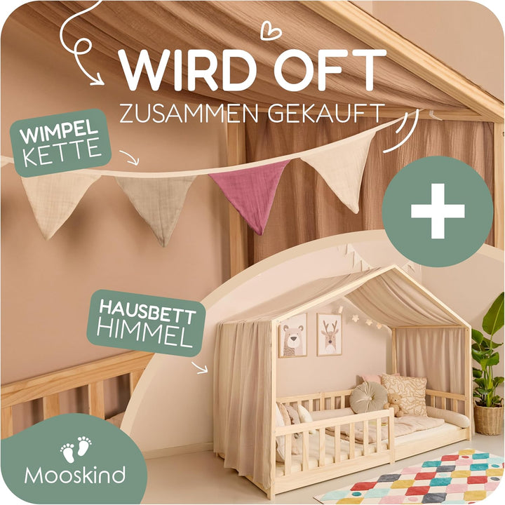 Hausbett Himmel – Aus weichem Musselin in 7 Farben – 100% Bio-Baumwolle – Traumhafte Hausbett Deko &